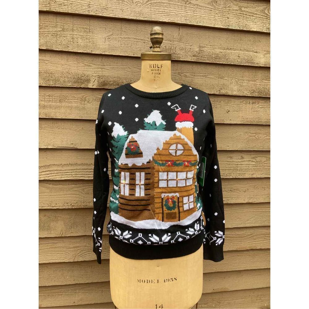 Tipsy Elves WOMEN'S LIGHT SHOW LIGHT UP UGLY CHRISTMAS SWEATER‎ Small NWT